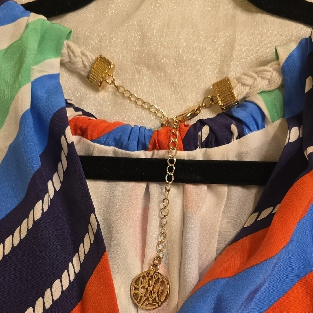 Lilly Pulitzer Silk Striped Mini Dress - Blue, Orange, Green, White - Picture 11 of 16
